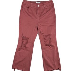 Risen Jeans Womens Size 15/32 Distressed Frayed Hem‎ Cropped Flare Pants